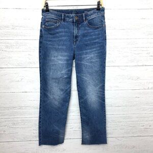J. Jill Denim Women's Jeans Straight Leg High Rise Frayed Hems size 4 length 26"